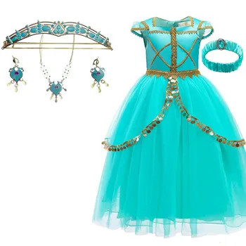 Copii Jasmine Dress Fete Aladdin Rochie De Crăciun Pentru Copii Princess Ziua De Lux Haine De Carnaval Verde Dress Up 3-10 Ani