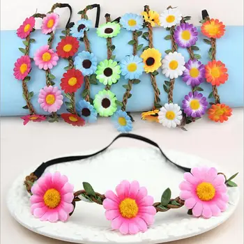 Floarea Miresei Boem Flori cu Bandă de susținere a Festivalului Florale de Nunta Ghirlanda de Păr Banda de articole pentru acoperirea capului Accesorii de Par pentru Femei