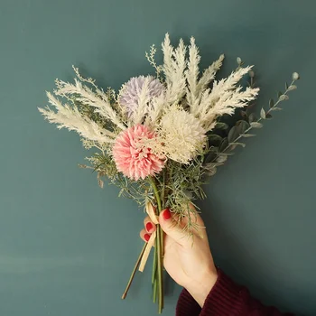 NOI Albe Flori Artificiale de Înaltă Calitate de Mătase de Papadie Plastic Eucalipt Hibrid Buchet de Nunta Decor Acasă de Flori False