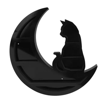 Pisica Pe Luna de Cristal Raft Luna Raft Pisica Neagra Design din PVC, cu Ecran cu Cristale Raft Pentru Living si Sufragerie, Pat de Stocare