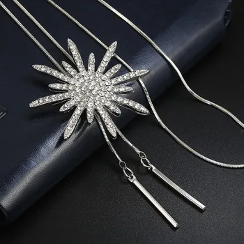 Timp Coliere & Pandantive Argint Culoare Cristal Fulg de nea Lanț de Bijuterii Maxi Colier pentru Femei de Moda de Flori Collier